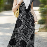 Color block printed faux two-piece dress - liwisi