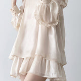 Off-shoulder halter neck dress with pearl decoration