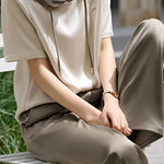 Minimalist color block satin two-piece set - liwisi