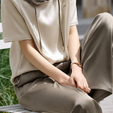 Minimalist color block satin two-piece set - liwisi