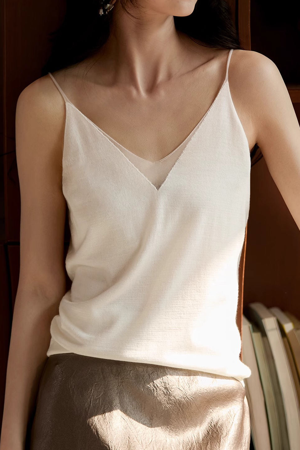 V-neck mesh cami top - liwisi