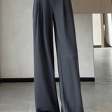 Lettered high-waisted floor-length casual pants