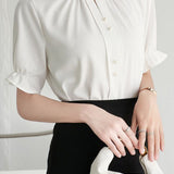 Ruffled new Chinese-style short sleeve shirt
