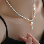 Natural freshwater pearl beaded four-leaf clover pendant necklace - liwisi