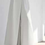 Minimalist high-waisted draped wide-leg pants