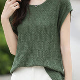 Hollow lace knit T-shirt