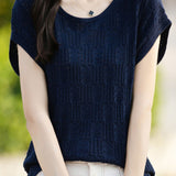 Hollow lace knit T-shirt