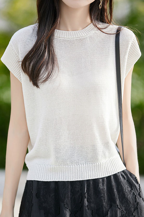 Casual flutter sleeve knit top - liwisi