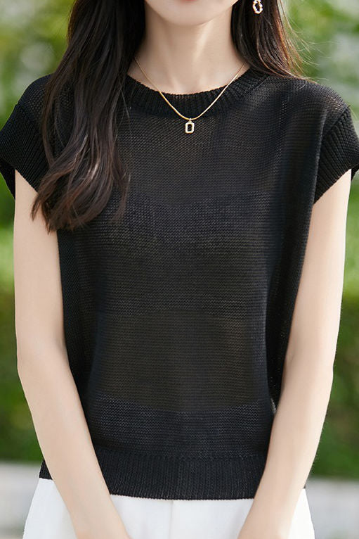 Casual flutter sleeve knit top - liwisi