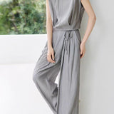Casual flutter sleeve top with matching wide-leg pants set - liwisi