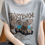 Lettered bear graphic short sleeve T-shirt - liwisi