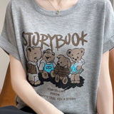 Lettered bear graphic short sleeve T-shirt - liwisi