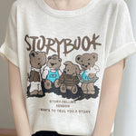 Lettered bear graphic short sleeve T-shirt - liwisi