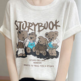 Lettered bear graphic short sleeve T-shirt - liwisi