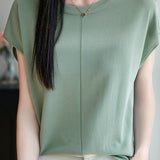 Minimalist versatile round neck top - liwisi