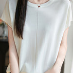 Minimalist versatile round neck top - liwisi
