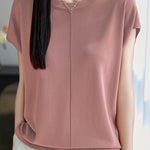 Minimalist versatile round neck top - liwisi