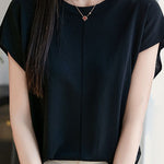 Minimalist versatile round neck top - liwisi