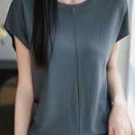 Minimalist versatile round neck top - liwisi