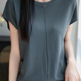 Minimalist versatile round neck top - liwisi