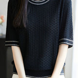 Casual versatile knit T-shirt - liwisi