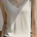 V-neck loose knit top - liwisi