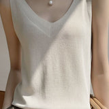 V-neck loose knit top - liwisi