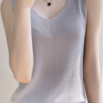 V-neck loose knit top - liwisi
