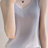 V-neck loose knit top - liwisi