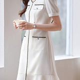 French-style fashionable V-neck dress