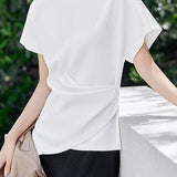 Minimalist versatile asymmetrical T-shirt - liwisi