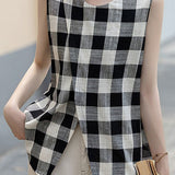 Vintage plaid pure cotton shirt - liwisi