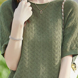Loose-fitting versatile pure cotton short sleeve T-shirt - liwisi