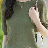 Loose-fitting versatile pure cotton short sleeve T-shirt - liwisi