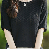 Loose-fitting versatile pure cotton short sleeve T-shirt - liwisi