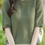 Loose-fitting versatile pure cotton short sleeve T-shirt - liwisi