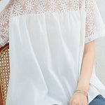 Loose T-Shirt with Lace Patchwork - liwisi