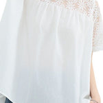 Loose T-Shirt with Lace Patchwork - liwisi