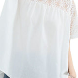 Loose T-Shirt with Lace Patchwork - liwisi