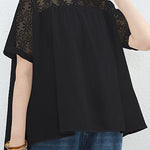 Loose T-Shirt with Lace Patchwork - liwisi