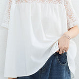 Loose T-Shirt with Lace Patchwork - liwisi