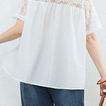 Loose T-Shirt with Lace Patchwork - liwisi