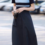 Casual Color-Block Striped A-Line Dress - liwisi