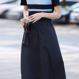 Casual Color-Block Striped A-Line Dress - liwisi