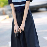 Casual Color-Block Striped A-Line Dress - liwisi