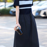 Casual Color-Block Striped A-Line Dress - liwisi
