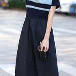 Casual Color-Block Striped A-Line Dress - liwisi