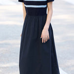 Casual Color-Block Striped A-Line Dress - liwisi