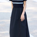 Casual Color-Block Striped A-Line Dress - liwisi