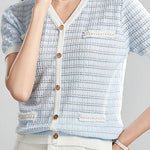 Elegant and Stylish Color-Block Striped Knit Top - liwisi